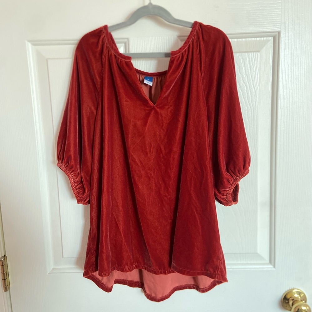 Rust colored velvet top